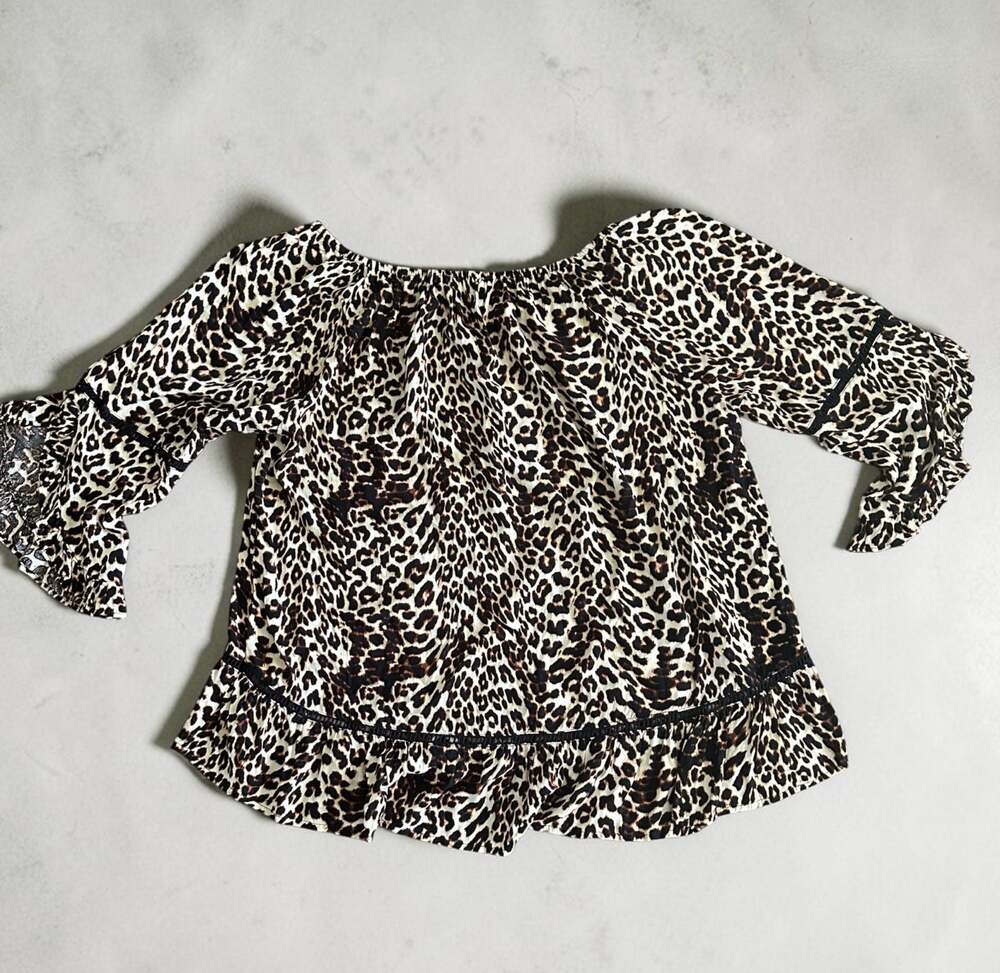 Fever Leopard Print Ruffle Sleeve Blouse - Picture 2 of 3